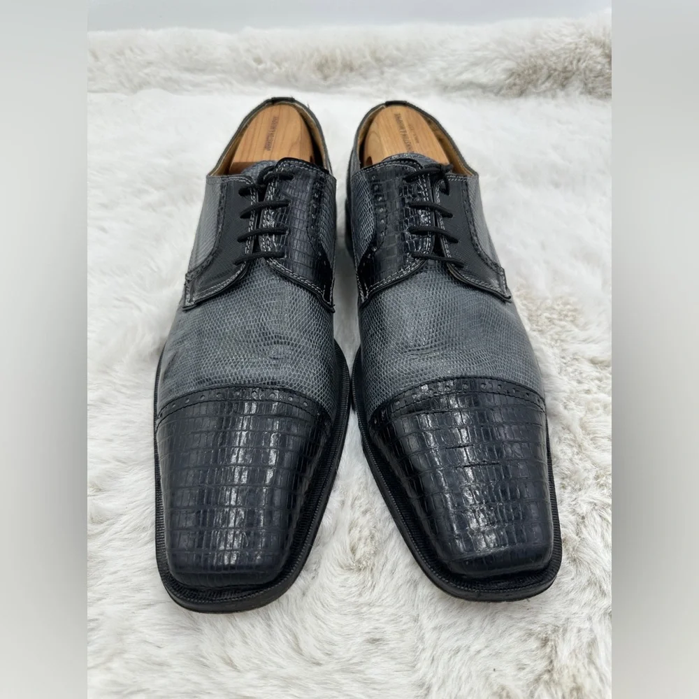David Eden‎ Crocodile Teju Lizard Oxford Dress Shoes Men’s Size 10.5